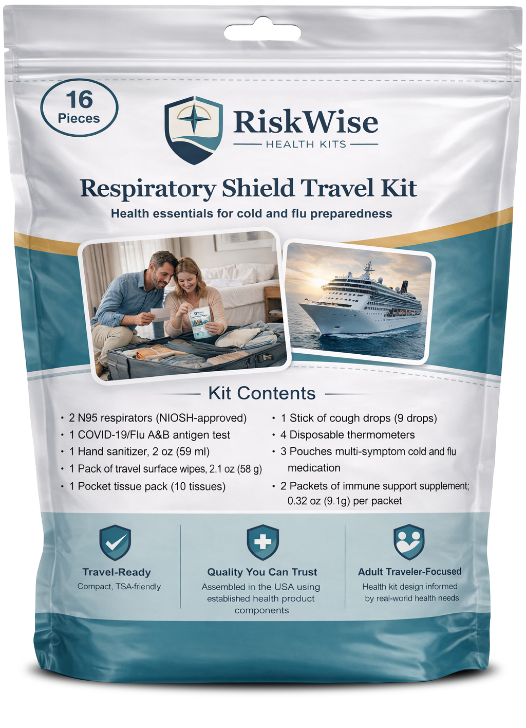 Respiratory Shield Travel Kit — 16 pieces