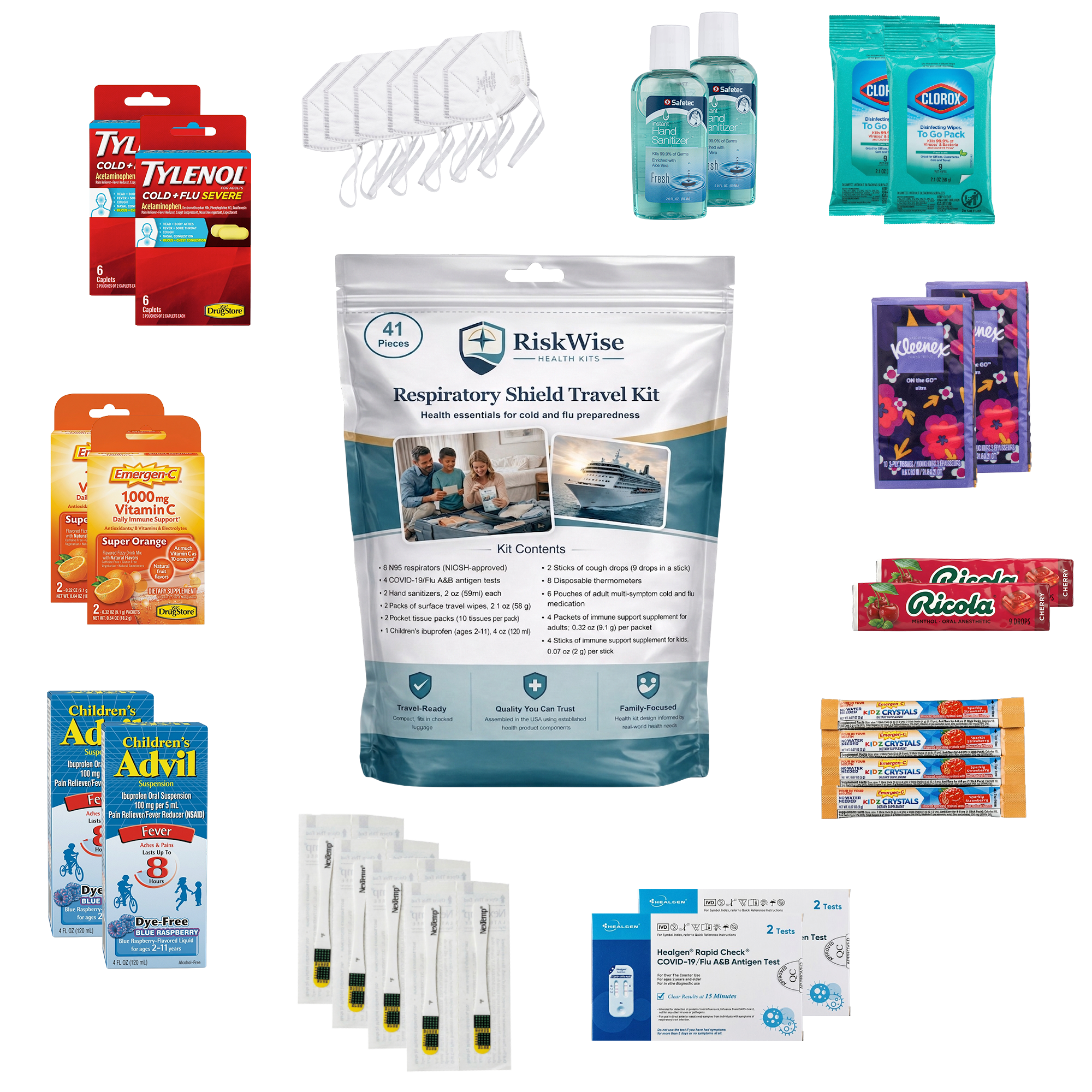 Respiratory Shield Travel Kit — Family (41 pieces)