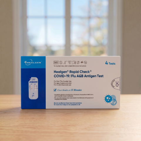 Healgen® Rapid Check® COVID-19/Flu A&B Antigen Test – 4 Pack